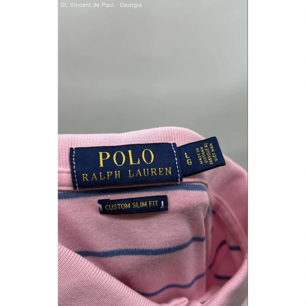 Polo Ralph Lauren Short Sleeve Polo Shirt Men's Large Pink Blue Preppy